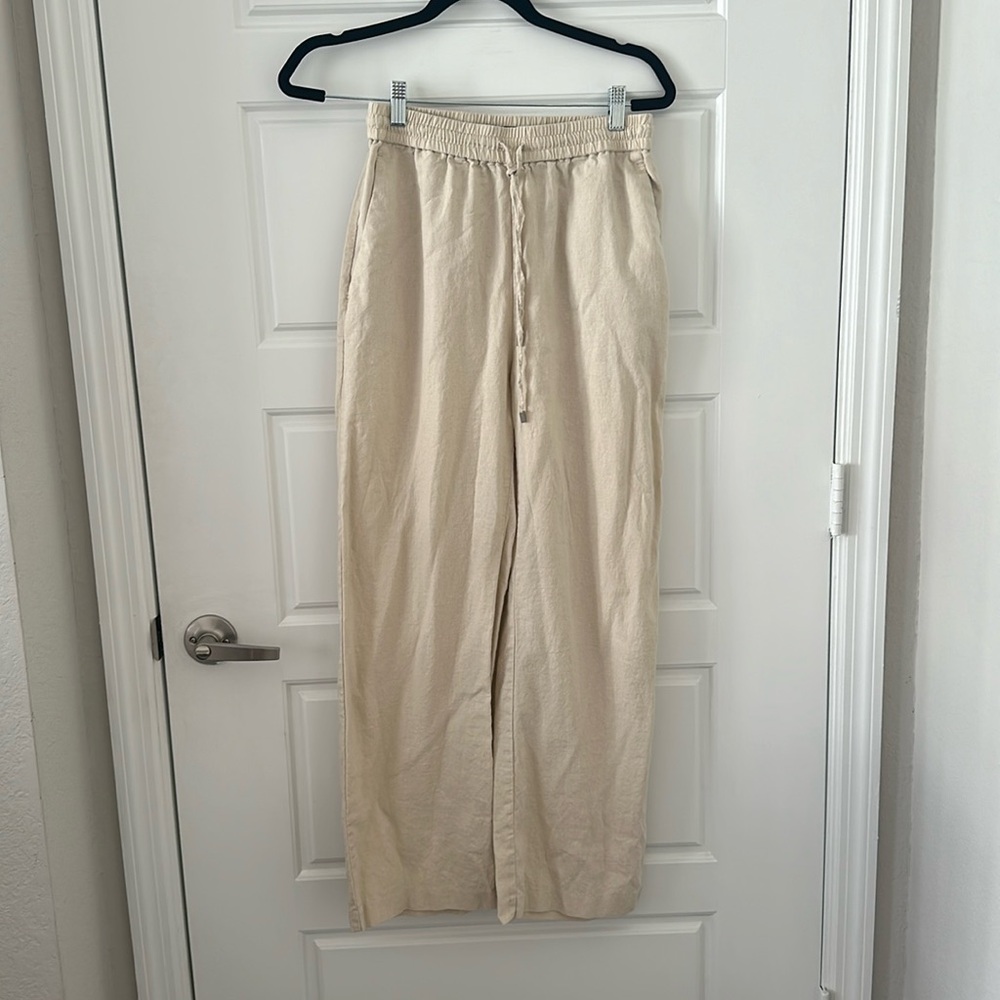 Zara cream Linen Pants Size M